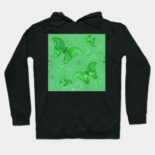 Seamless pattern from butterflies ( Green ) Hoodie